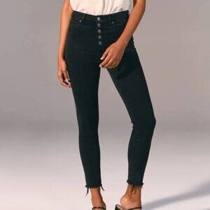 Abercrombie & Fitch Jeans High Rise Super Skinny Ankle Button fly size 27 Black